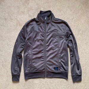 Y2K Emo Mall Goth Grey Zip Up Skull Lion Coat of Arms Jacket